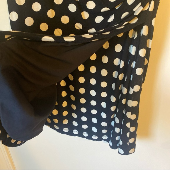 NWT Kay Unger size 14 polka dot surplice top jersey dress navy/white - Picture 2 of 5